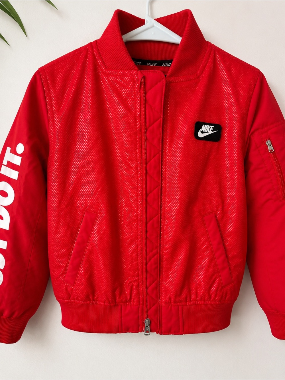 Nike Kids Bomber Jacket – Red “Just Do It” Jacket | Size M (5–6Y) 🔥